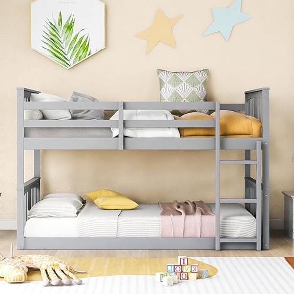 EMKK Twin Over Twin Bunk Bed for Kids