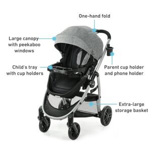 Graco Modes Pramette Travel System Stroller & Car Seat Combo 3-in-1 Stroller Modes Includes Graco SnugRide 35 Infant Car Seat