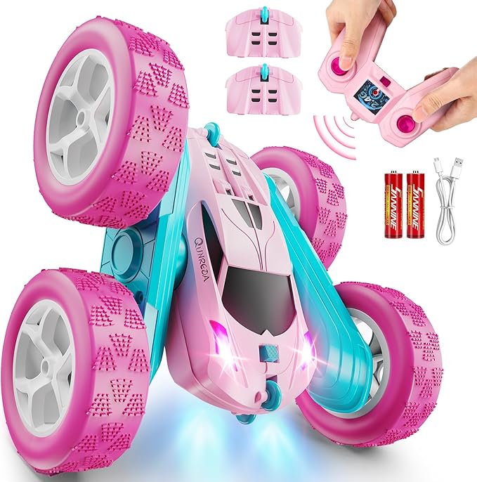 QUNREDA Remote Control Car with Rotating Headlights