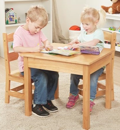 Melissa & Doug Solid Wood Table & Chairs Set for kids